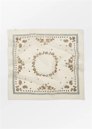 Bloom paisley cotta scarf Birch White Becksøndergaard 